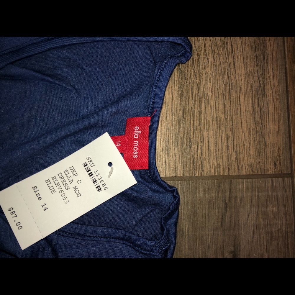 Ella Moss Girls Dress Blue/White New - Picture 3 of 3